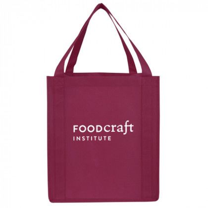 Logo Imprinted Reusable shopping bags- Saturn Jumbo Non-Woven Tote - Burgundy